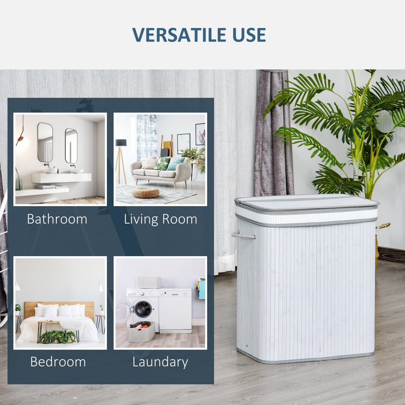 Foldable Laundry Basket, Grey Wood