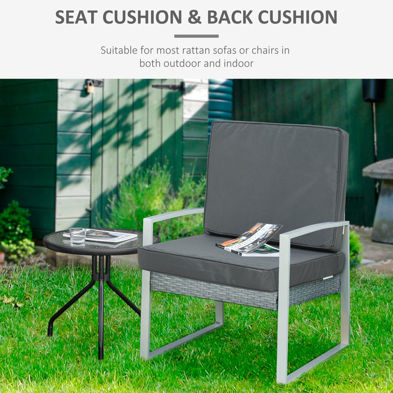 Outsunny Set of 2 Garden Seat and Back Cushion Set, Replacement Cushions for Outdoor Furniture with Seat Cushion and Back Cushion, Dark Grey Outsunny