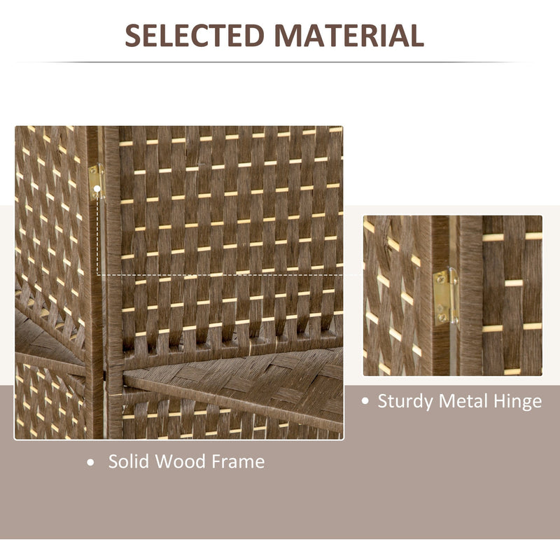 Brown 4-Panel Room Divider, 170cm