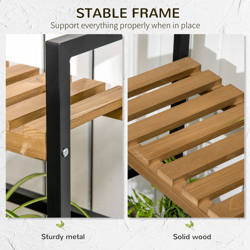 3 Tiered Plant Stand with Hanging Hooks for Indoor/Outdoor