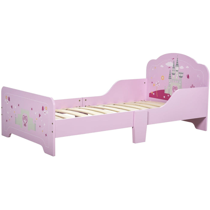 Kids Single Bed with Castle Design, Pink