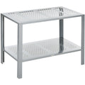 Silver 2-Tier Corner Plant Stand with Steel Frame Outsunny