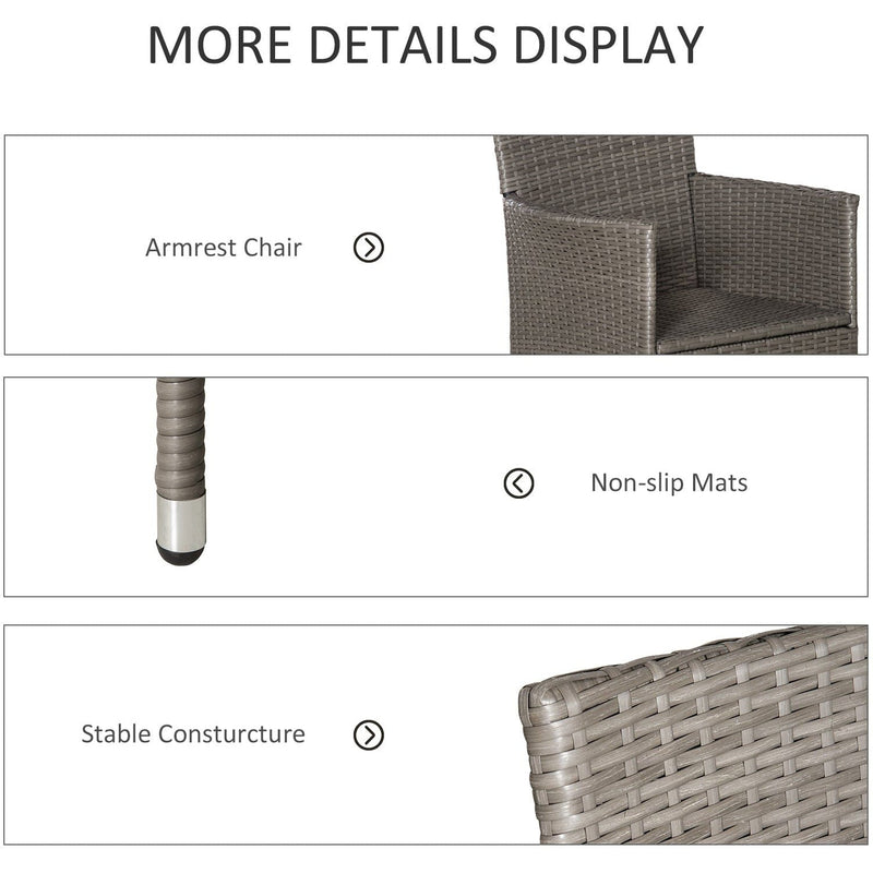 Garden Furniture Bistro Set, 2 Rattan Armchairs and Table