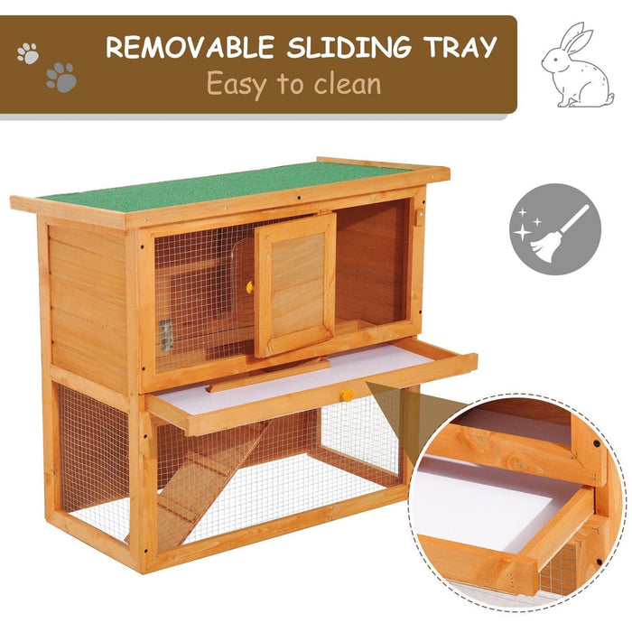 Wooden Rabbit Hutch, Weather Resistant 2 Tier