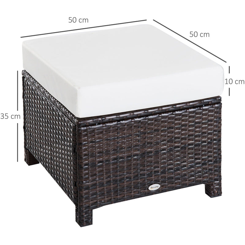 Patio Furniture Footstool With Cushion for Outdoor, 50cm