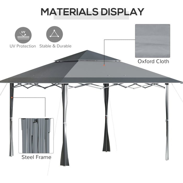 Large Pop Up Gazebo, Metal Frame, Double Roof Canopy, 4x4m