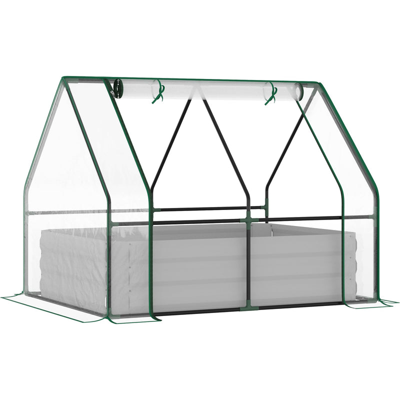 Steel Garden Bed with Greenhouse 127x95x92cm