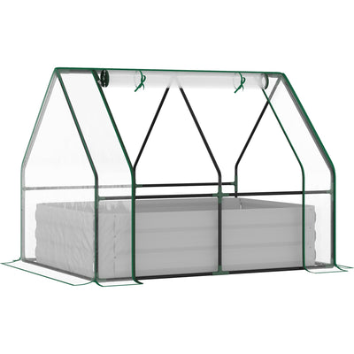 Steel Garden Bed with Greenhouse 127x95x92cm Outsunny