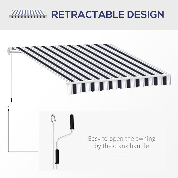 Manual Retractable Garden Patio Awning, 2.5m x 2m