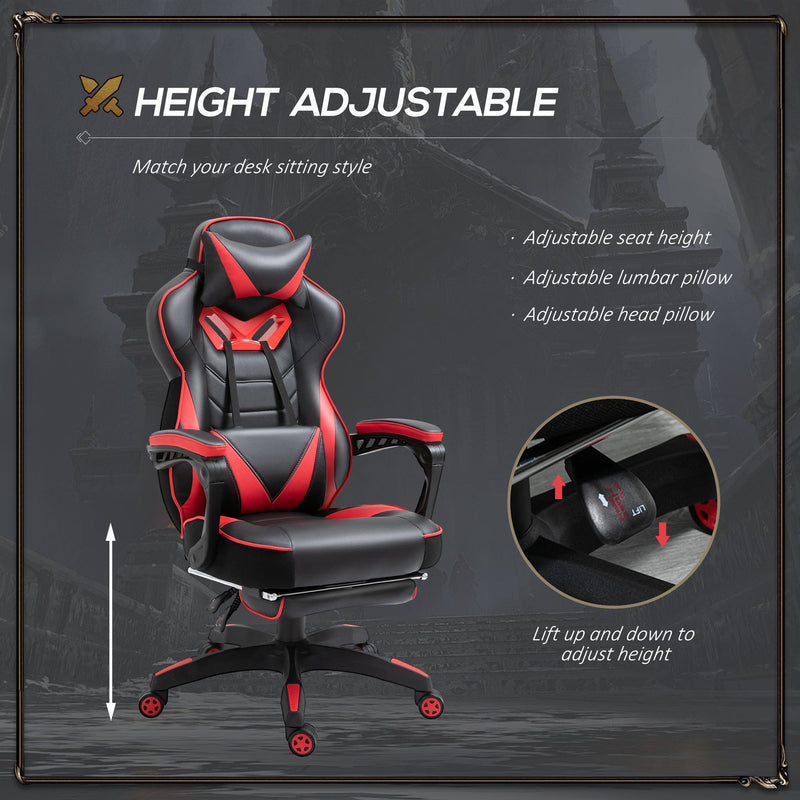 Red Support Chair Red Ergonomic Gaming Chair (Lumbar Support, Footrest) — Opal Retail