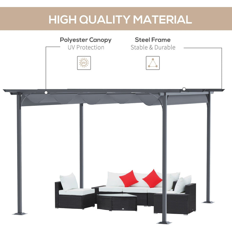3.5x3.5m Metal Garden Pergola With Retractable Roof