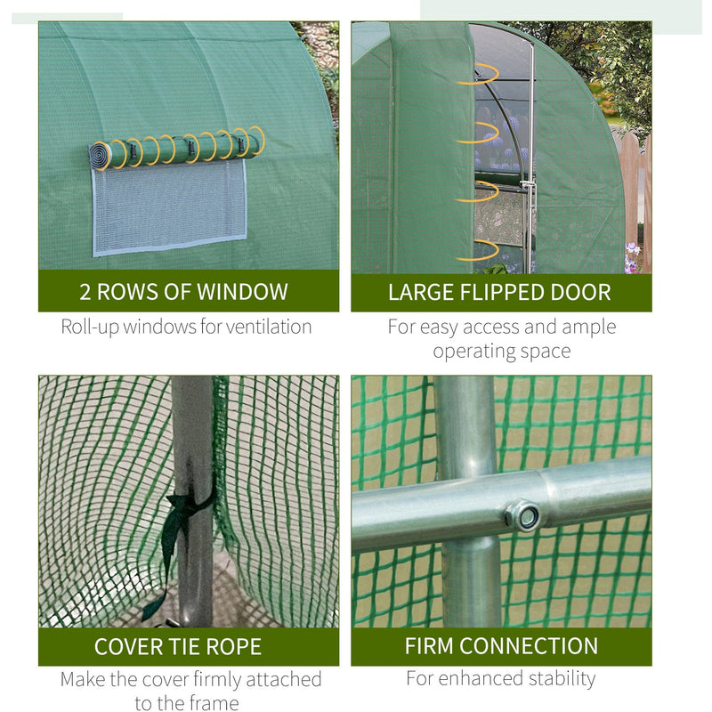 3x2m Walk In Greenhouse, Hinged Door, Steel Frame