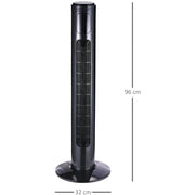38" Tower Fan with Remote, 3 Speed, 12h Timer, Oscillation Homcom