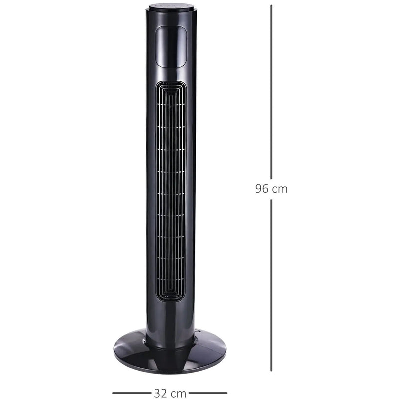 38" Tower Fan with Remote, 3 Speed, 12h Timer, Oscillation Homcom
