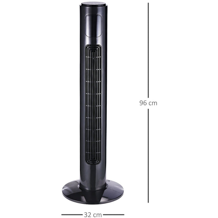 38" Tower Fan with Remote, 3 Speed, 12h Timer, Oscillation