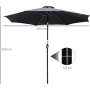 3m Garden Parasol - Black Outsunny