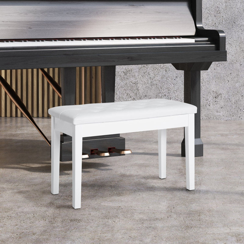 White Piano Stool With Storage