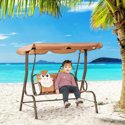 2 Seat Kids Canopy Swing Chair Outsunny