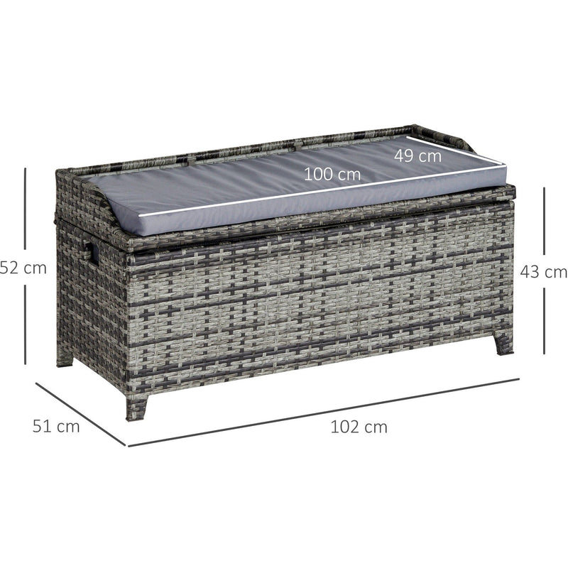 Rattan Garden Storage Box with Gas-Sprung Lid & Bench Seat