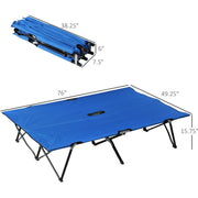 Outsunny Double Camping Cot Foldable Sunbed Outdoor Patio Sleeping Bed Super Light w/ Carr Bag (Blue) Outsunny