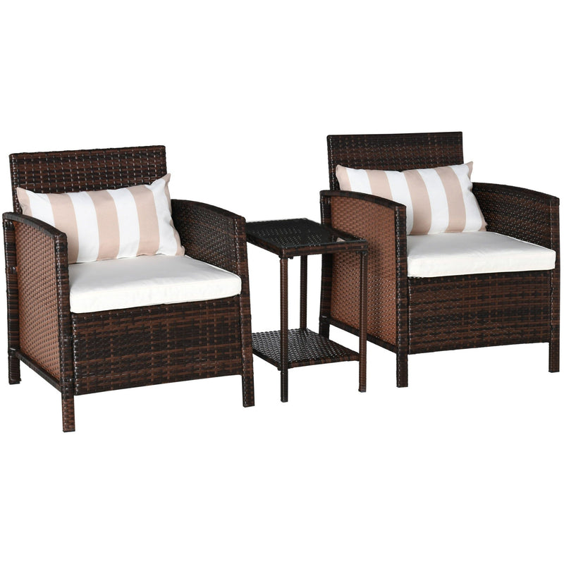 Rattan Garden Bistro Set With Comfy Armchairs