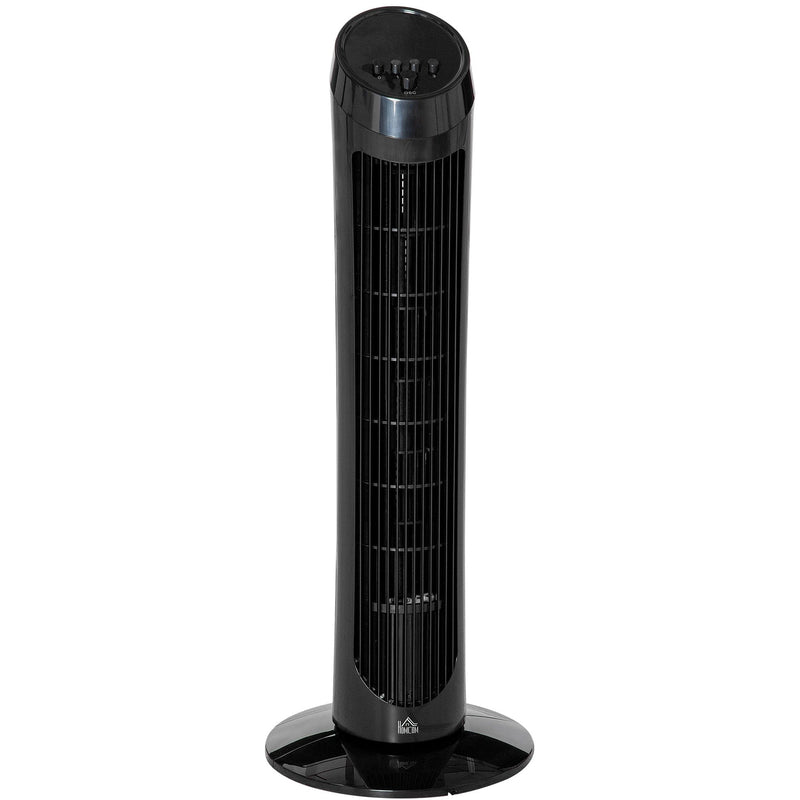 Black 30" Oscillating Tower Fan: 3 Speeds, Ultra Slim Homcom