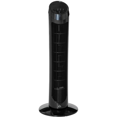 Black 30" Oscillating Tower Fan: 3 Speeds, Ultra Slim Homcom