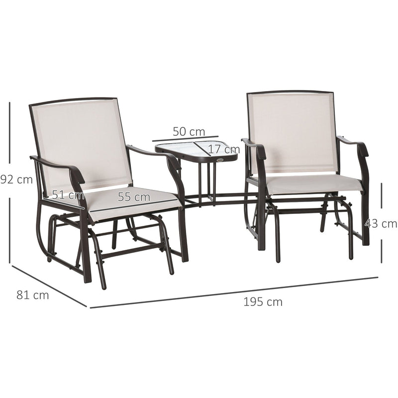 Beige Garden Double Glider with Table