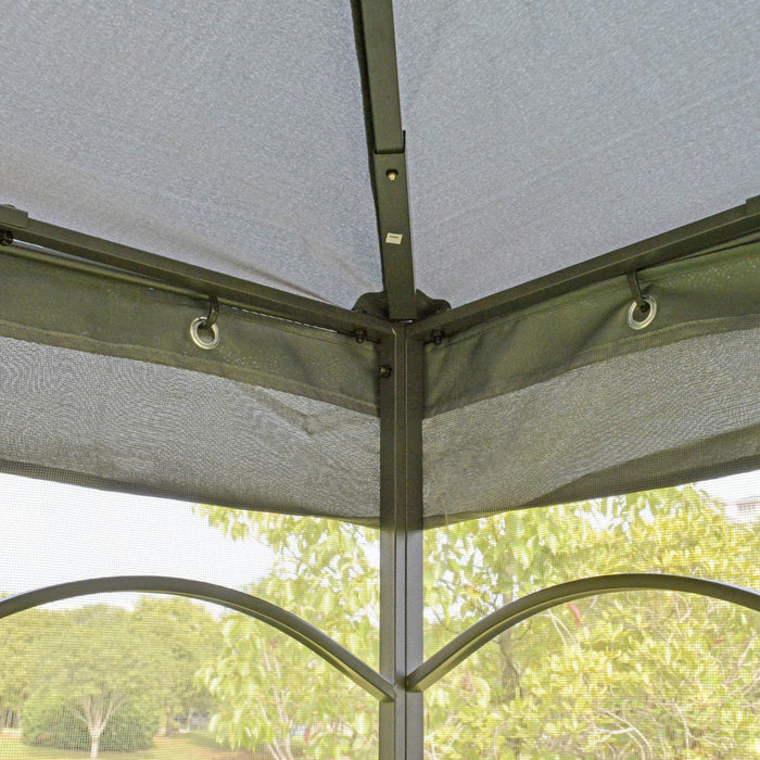 Gazebo With Curtains, Double Top Canopy, 3x3m, Grey