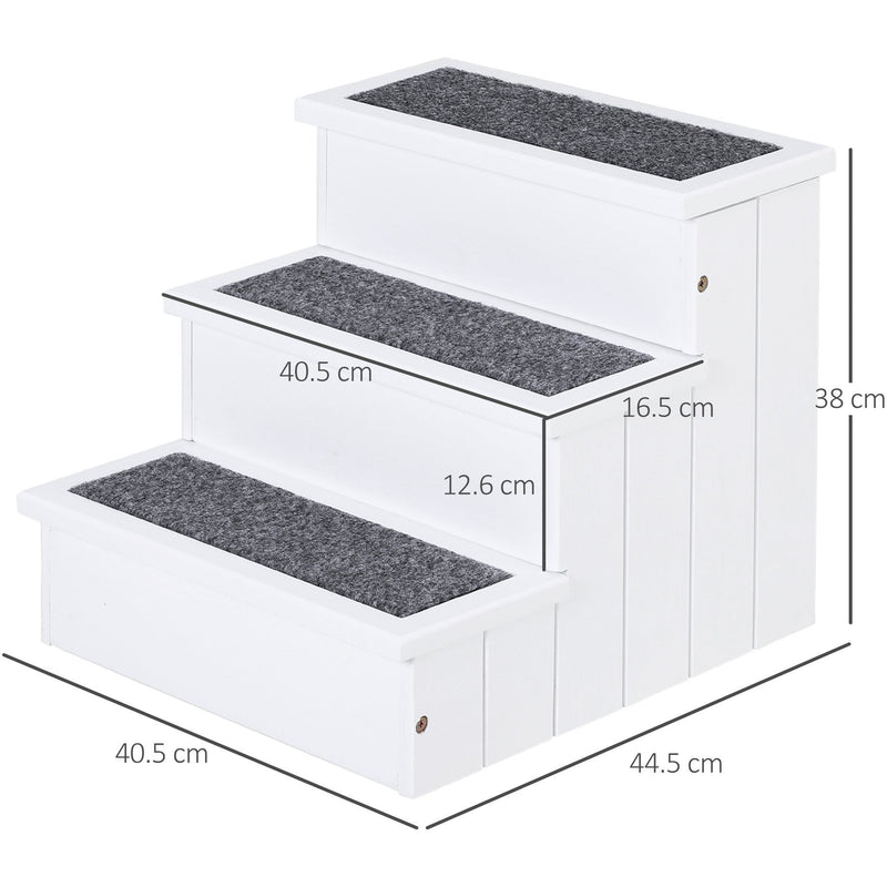 3-Step Carpeted Pet Ramp, White
