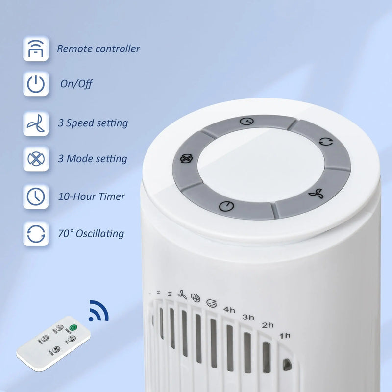30" Tower Fan with Remote, Oscillation, 10h Timer, LED Light Homcom