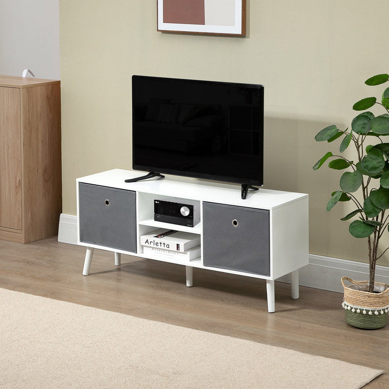 TV Stand for 50" TVs, Foldable Drawers, Modern Unit