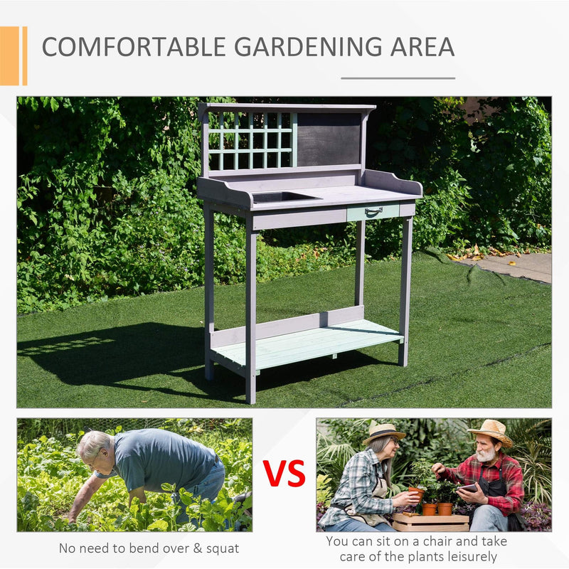 Outdoor Wooden Potting Table With Drawer