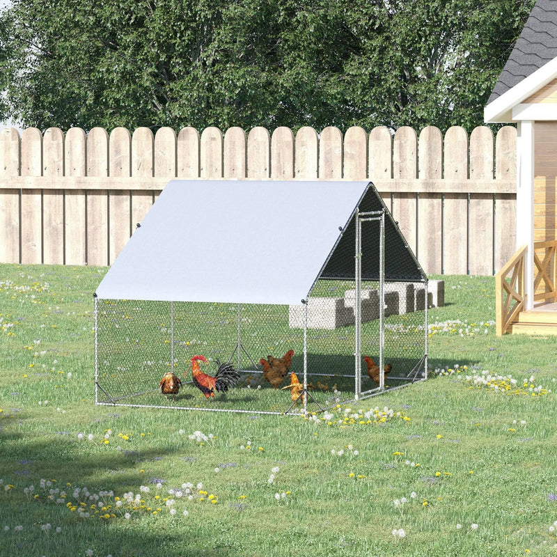 Galvanised Chicken Coop w/ Run, Playpen, Water-Resist Cover