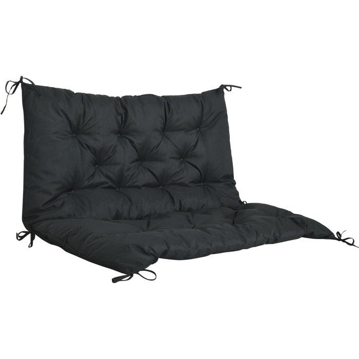 Black 2 Seater Garden Bench Cushion with Ties - 98x100 cm