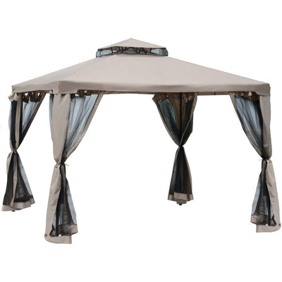 Stylish Metal Frame Gazebo With Mesh Sides, Vented Roof, 3x3 Outsunny
