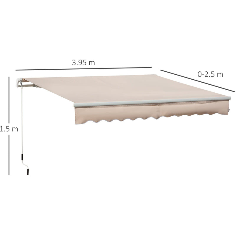 Awning Canopy Retractable, Manual Operation, 4x2.5m