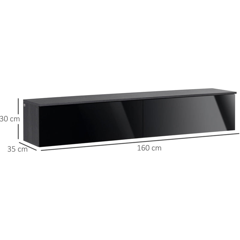 Floating 70" TV Unit in Grey & Black Gloss