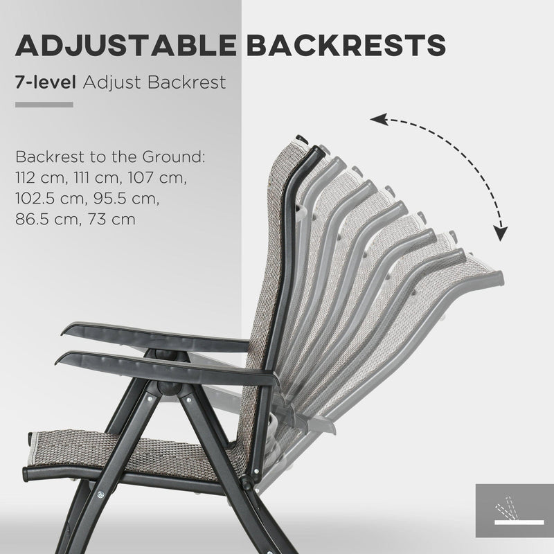 Folding High Back Rattan Garden Chairs, Set of 2