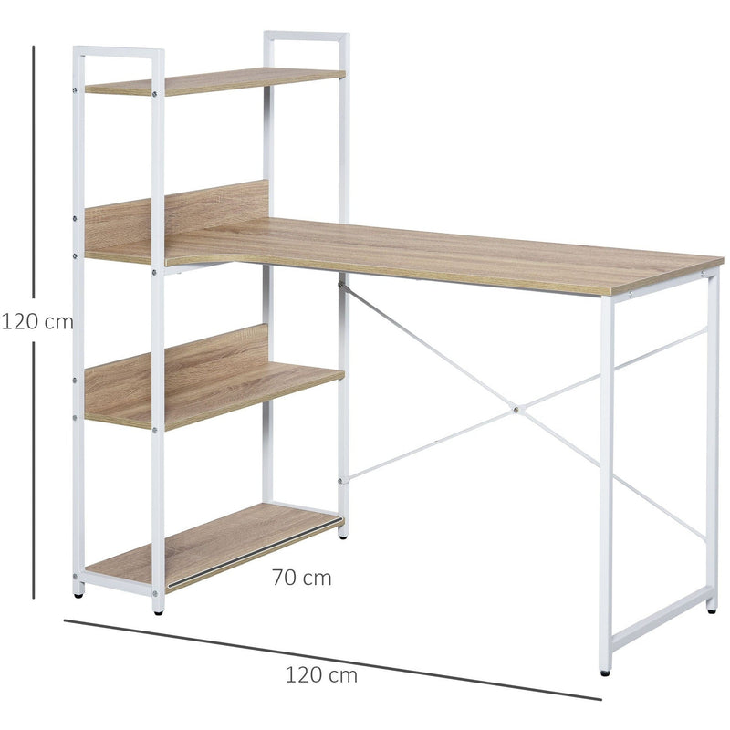 Retro Desk With Shelves, Metal Frame Home Office Workstation