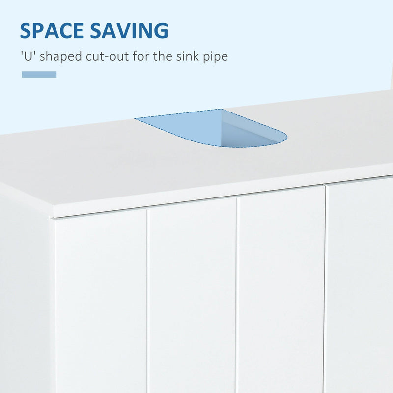Modern White Pedestal Under Sink Cabinet, 60H x 60W x 30Dcm