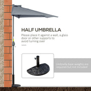 2.7m Half Parasol for Balcony - 5 Steel Ribs Outsunny