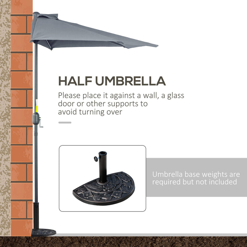 2.7m Half Parasol for Balcony - 5 Steel Ribs Outsunny
