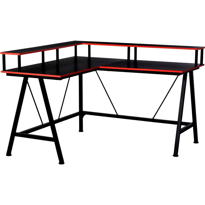 Corner Gaming Desk With Monitor Shelf Black/Red Workstation