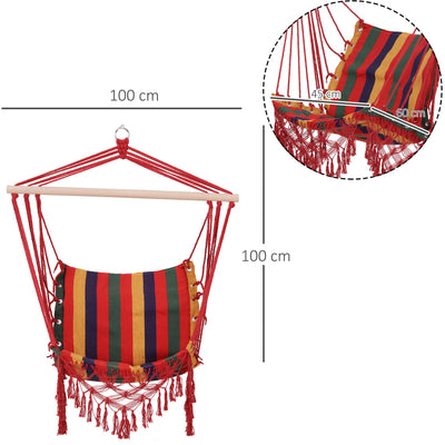 Colourful Striped Hammock Chair Swing, Indoor/Outdoor Outsunny