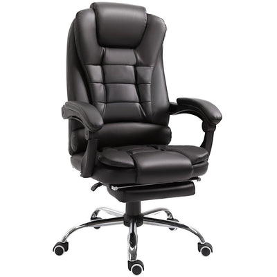 Leather Executive Office Chair With Footrest, Brown Homcom