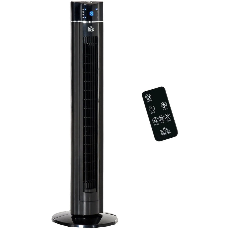42" Anion Tower Fan with Remote, 3 Speed, Oscillation, Black Homcom
