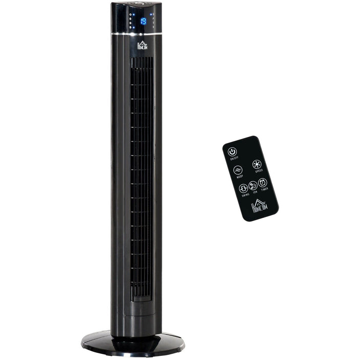 42" Anion Tower Fan with Remote, 3 Speed, Oscillation, Black