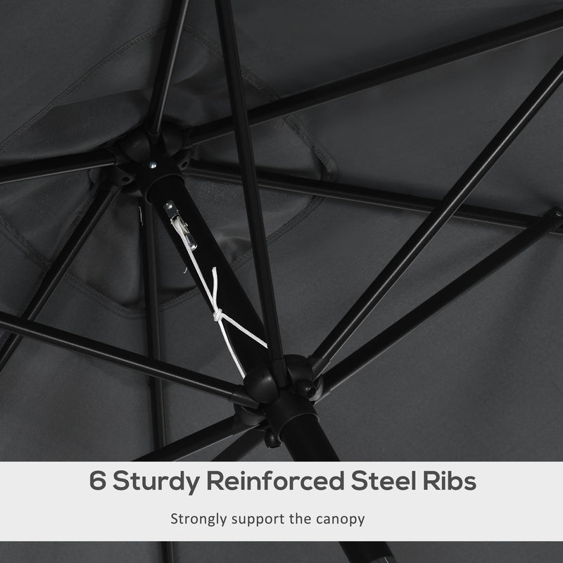 3x2m Stylish Patio Parasol Rectangular - Black Outsunny