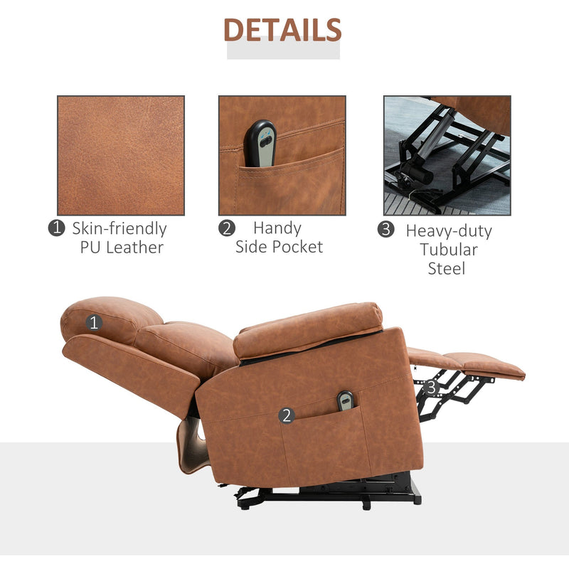 Power Lift Chair for Elderly, Brown Faux Leather